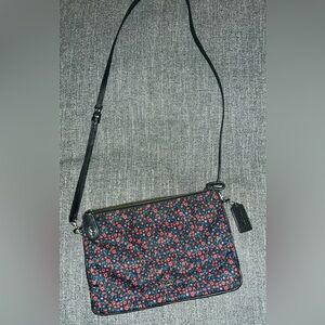 Coach Black and Red Floral Crossbody Bag